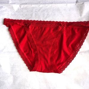 Victoria’s Secret Stretch Cotton String Bikini Panty With Lace Trim